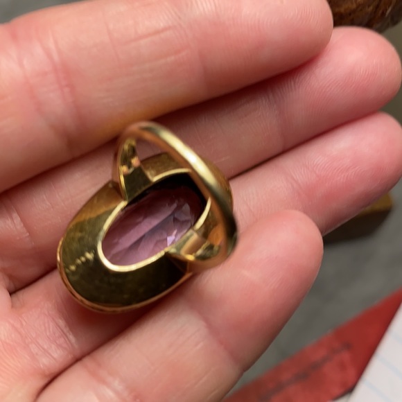 14 kt. ANTIQUE Amethyst w/seed pearls ring - Picture 10 of 13